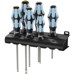 3334/3355/6 Screwdriver set, stainless and rack, 6 pieces