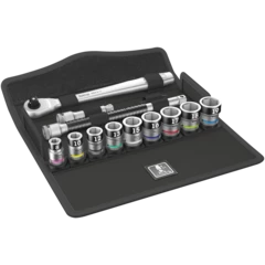 8100 SB HF 1 Zyklop Metal Ratchet Set with switch lever, 3/8" drive, with holding function, metric, 13 pieces